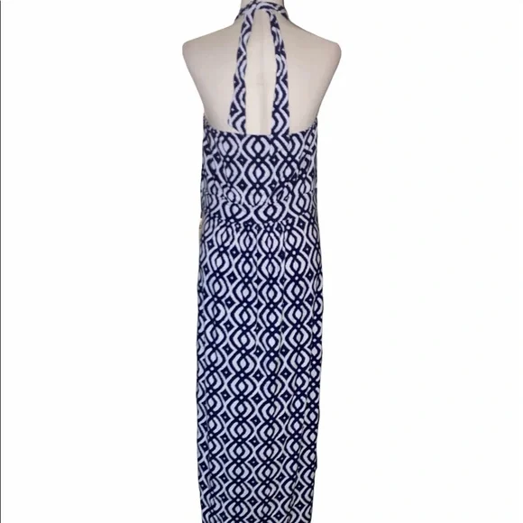 Vineyard Vines Halter Maxi Navy Blue Dress - L - Picture 7 of 12